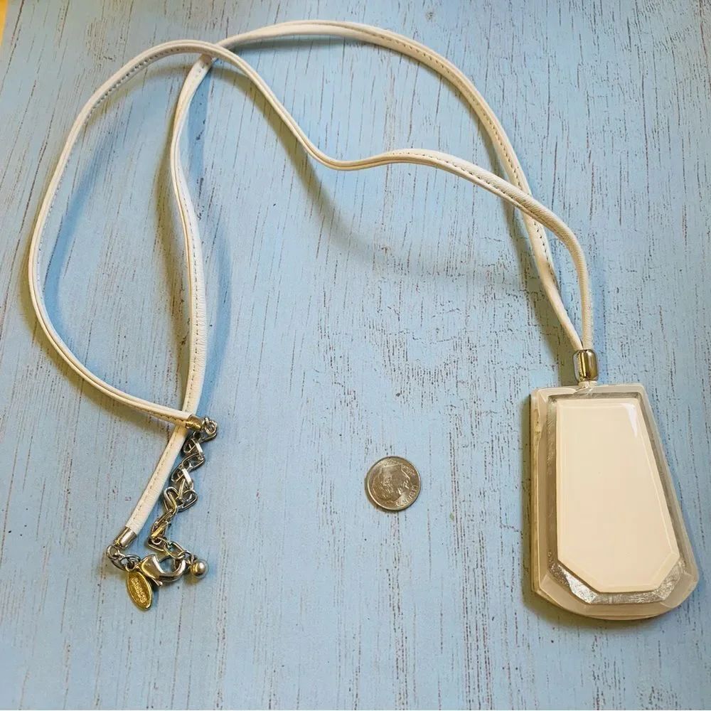 Chicos White Stacked Acrylic‎ Leather Necklace